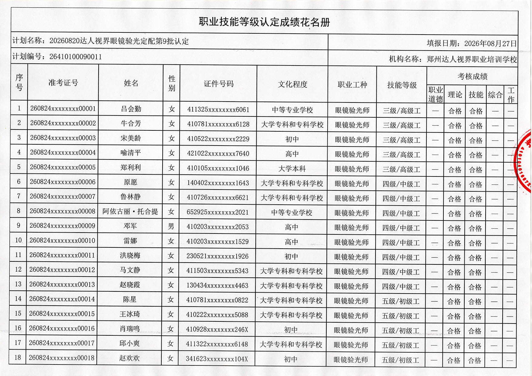 验光师培训学校