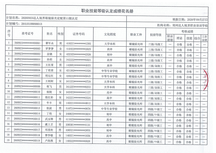 验光师培训考证